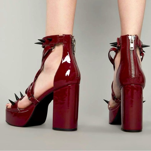 Dolls Kill Widow Spiked Pentagram Platform Sandals NWOT W10 - Picture 3 of 14